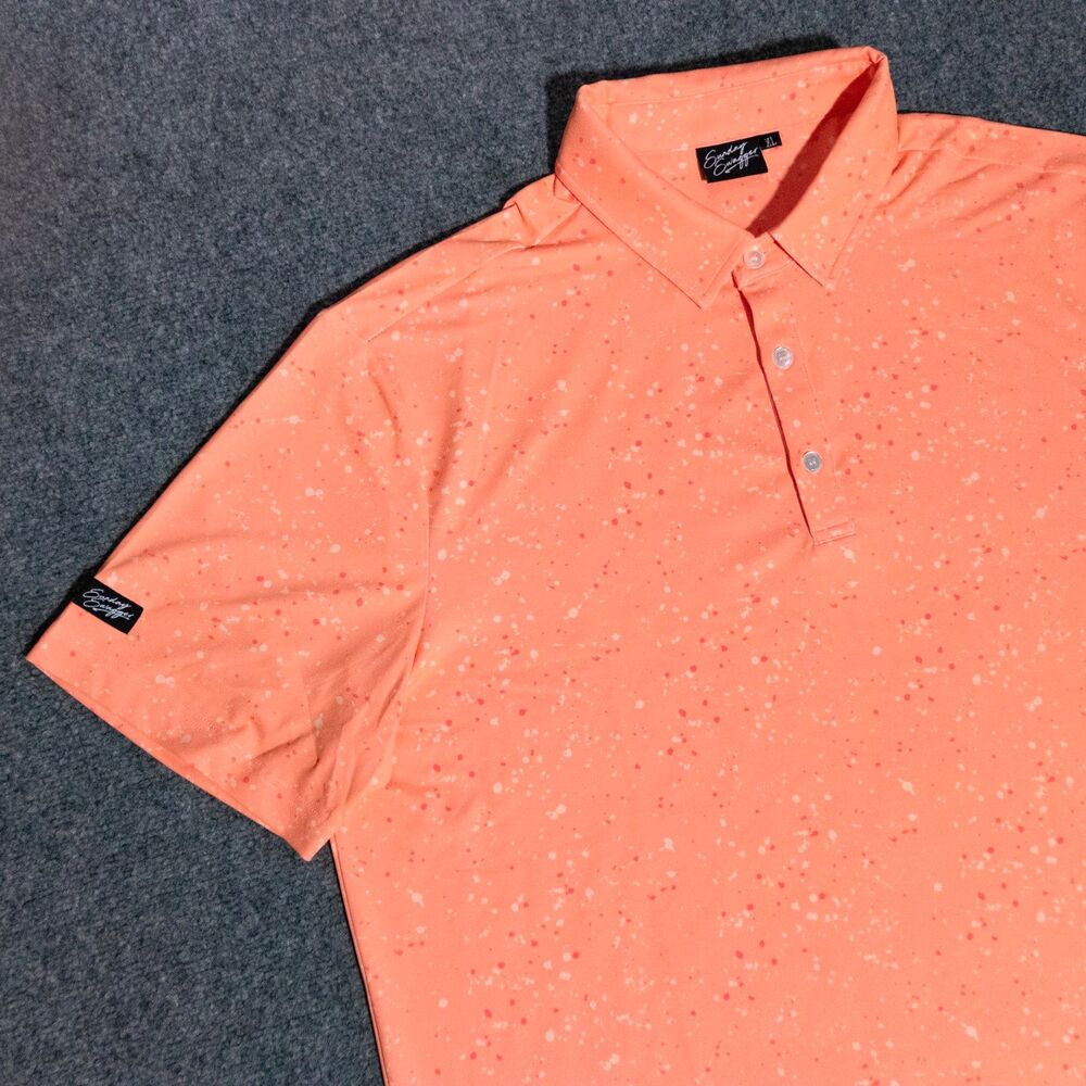 Sunday Swagger Polo Shirt Men's XL Orange Splatter Golf Performance Stretch